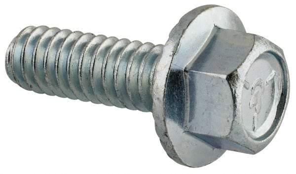 Value Collection - 1/4-20 UNC, 3/4" Length Under Head, Hex Drive Flange Bolt - 3/4" Thread Length, Grade 5 Steel, Serrated Flange, Zinc-Plated Finish - Benchmark Tooling