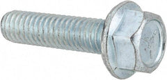 Value Collection - 5/16-18 UNC, 1-1/4" Length Under Head, Hex Drive Flange Bolt - 1-1/4" Thread Length, Grade 5 Steel, Serrated Flange, Zinc-Plated Finish - Benchmark Tooling