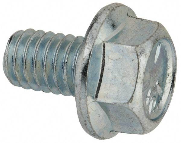 Value Collection - 5/16-18 UNC, 1/2" Length Under Head, Hex Drive Flange Bolt - 1/2" Thread Length, Grade 5 Steel, Serrated Flange, Zinc-Plated Finish - Benchmark Tooling