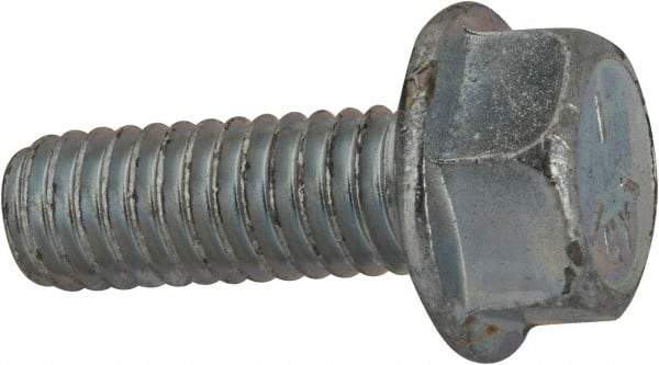 Value Collection - 5/16-18 UNC, 7/8" Length Under Head, Hex Drive Flange Bolt - 7/8" Thread Length, Grade 5 Steel, Serrated Flange, Zinc-Plated Finish - Benchmark Tooling