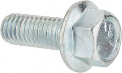 Value Collection - 3/8-16 UNC, 1" Length Under Head, Hex Drive Flange Bolt - 1" Thread Length, Grade 5 Steel, Serrated Flange, Zinc-Plated Finish - Benchmark Tooling