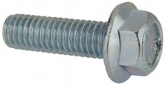 Value Collection - 3/8-16 UNC, 1-1/4" Length Under Head, Hex Drive Flange Bolt - 1-1/4" Thread Length, Grade 5 Steel, Serrated Flange, Zinc-Plated Finish - Benchmark Tooling