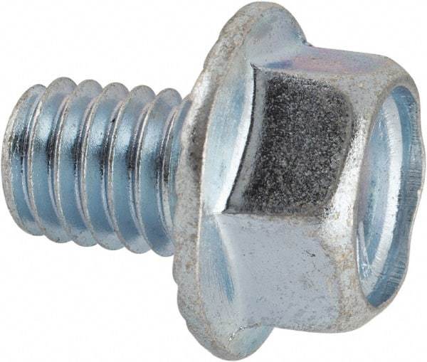 Value Collection - 3/8-16 UNC, 1/2" Length Under Head, Hex Drive Flange Bolt - 1/2" Thread Length, Grade 5 Steel, Serrated Flange, Zinc-Plated Finish - Benchmark Tooling