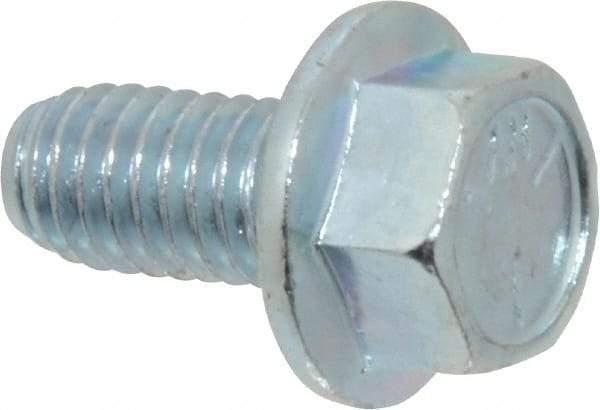 Value Collection - 3/8-16 UNC, 3/4" Length Under Head, Hex Drive Flange Bolt - 3/4" Thread Length, Grade 5 Steel, Serrated Flange, Zinc-Plated Finish - Benchmark Tooling