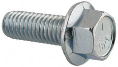 Value Collection - 7/16-14 UNC, 1-1/4" Length Under Head, Hex Drive Flange Bolt - 1-1/4" Thread Length, Grade 5 Steel, Serrated Flange, Zinc-Plated Finish - Benchmark Tooling