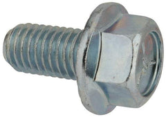 Value Collection - 1/2-13 UNC, 1" Length Under Head, Hex Drive Flange Bolt - 1" Thread Length, Grade 5 Steel, Serrated Flange, Zinc-Plated Finish - Benchmark Tooling