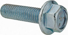 Value Collection - 1/2-13 UNC, 1-3/4" Length Under Head, Hex Drive Flange Bolt - 1-3/4" Thread Length, Grade 5 Steel, Serrated Flange, Zinc-Plated Finish - Benchmark Tooling