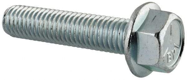 Value Collection - 1/2-13 UNC, 2-1/4" Length Under Head, Hex Drive Flange Bolt - 2-1/4" Thread Length, Grade 5 Steel, Serrated Flange, Zinc-Plated Finish - Benchmark Tooling