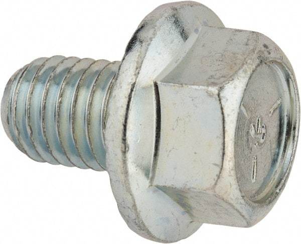 Value Collection - 1/2-13 UNC, 3/4" Length Under Head, Hex Drive Flange Bolt - 3/4" Thread Length, Grade 5 Steel, Serrated Flange, Zinc-Plated Finish - Benchmark Tooling