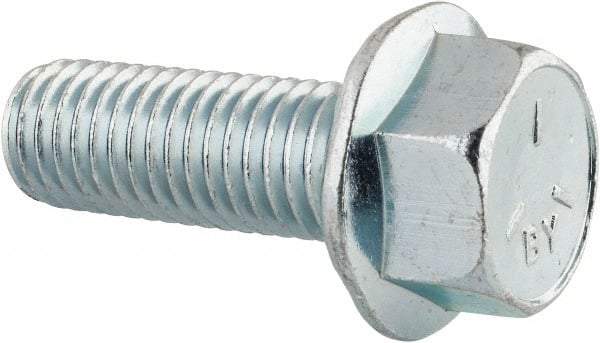 Value Collection - 5/8-11 UNC, 1-3/4" Length Under Head, Hex Drive Flange Bolt - 1-3/4" Thread Length, Grade 5 Steel, Serrated Flange, Zinc-Plated Finish - Benchmark Tooling