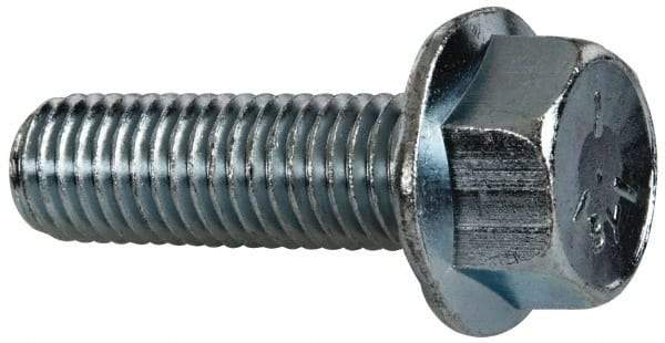 Value Collection - 5/8-11 UNC, 2" Length Under Head, Hex Drive Flange Bolt - 2" Thread Length, Grade 5 Steel, Serrated Flange, Zinc-Plated Finish - Benchmark Tooling