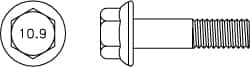 Value Collection - M16x2.00 Metric Coarse, 100mm Length Under Head, Hex Drive Flange Bolt - 50mm Thread Length, Grade 10.9 Alloy Steel, Smooth Flange, Phosphate & Oil Finish - Benchmark Tooling