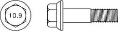 Value Collection - M16x2.00 Metric Coarse, 110mm Length Under Head, Hex Drive Flange Bolt - 50mm Thread Length, Grade 10.9 Alloy Steel, Smooth Flange, Phosphate & Oil Finish - Benchmark Tooling