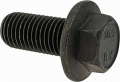 Value Collection - M16x2.00 Metric Coarse, 35mm Length Under Head, Hex Drive Flange Bolt - 35mm Thread Length, Grade 10.9 Alloy Steel, Smooth Flange, Phosphate & Oil Finish - Benchmark Tooling