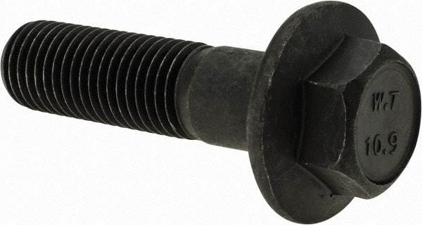 Value Collection - M16x2.00 Metric Coarse, 60mm Length Under Head, Hex Drive Flange Bolt - 50mm Thread Length, Grade 10.9 Alloy Steel, Smooth Flange, Phosphate & Oil Finish - Benchmark Tooling