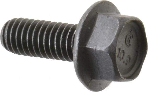 Value Collection - M6x1.00 Metric Coarse, 16mm Length Under Head, Hex Drive Flange Bolt - 16mm Thread Length, Grade 10.9 Alloy Steel, Smooth Flange, Phosphate & Oil Finish - Benchmark Tooling