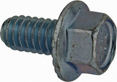 Value Collection - 1/4-20 UNC, 1/2" Length Under Head, Hex Drive Flange Bolt - 1/2" Thread Length, Grade 8 Steel, Serrated Flange, Zinc-Plated Finish - Benchmark Tooling