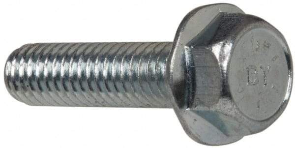 Value Collection - 5/16-18 UNC, 1-1/4" Length Under Head, Hex Drive Flange Bolt - 1-1/4" Thread Length, Grade 8 Steel, Serrated Flange, Zinc-Plated Finish - Benchmark Tooling