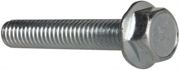 Value Collection - 5/16-18 UNC, 1-3/4" Length Under Head, Hex Drive Flange Bolt - 1-3/4" Thread Length, Grade 8 Steel, Serrated Flange, Zinc-Plated Finish - Benchmark Tooling