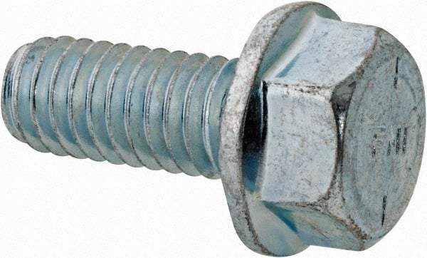 Value Collection - 5/16-18 UNC, 3/4" Length Under Head, Hex Drive Flange Bolt - 3/4" Thread Length, Grade 8 Steel, Serrated Flange, Zinc-Plated Finish - Benchmark Tooling