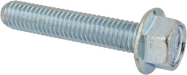 Value Collection - 3/8-16 UNC, 2" Length Under Head, Hex Drive Flange Bolt - 2" Thread Length, Grade 8 Steel, Serrated Flange, Zinc-Plated Finish - Benchmark Tooling