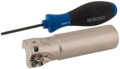 Seco - 1-1/2" Cut Diam, 0.669" Max Depth of Cut, 1-1/4" Shank Diam, 4.72" OAL, Indexable Square Shoulder End Mill - XO.X 1806.. Inserts, Weldon Shank, 90° Lead Angle, Through Coolant, Series Power Turbo - Benchmark Tooling
