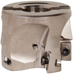 Seco - 4 Inserts, 2" Cut Diam, 3/4" Arbor Diam, 0.669" Max Depth of Cut, Indexable Square-Shoulder Face Mill - 0/90° Lead Angle, 1.575" High, XO.X 1806.. Insert Compatibility, Through Coolant, Series Power Turbo - Benchmark Tooling