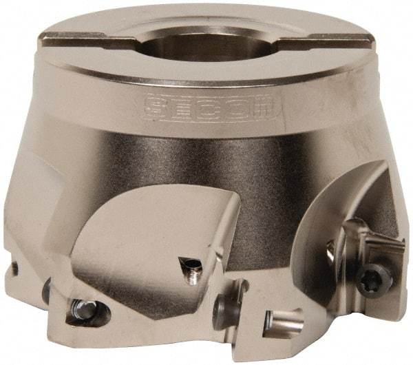 Seco - 6 Inserts, 3" Cut Diam, 1" Arbor Diam, 0.669" Max Depth of Cut, Indexable Square-Shoulder Face Mill - 0/90° Lead Angle, 1.969" High, XO.X 1806.. Insert Compatibility, Through Coolant, Series Power Turbo - Benchmark Tooling