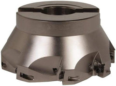 Seco - 8 Inserts, 5" Cut Diam, 1" Arbor Diam, 0.669" Max Depth of Cut, Indexable Square-Shoulder Face Mill - 0/90° Lead Angle, 2.48" High, XO.X 1806.. Insert Compatibility, Through Coolant, Series Power Turbo - Benchmark Tooling