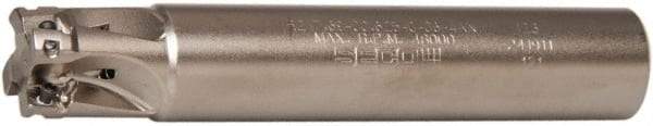 Seco - 5/8" Cut Diam, 0.197" Max Depth of Cut, 5/8" Shank Diam, 3.543" OAL, Indexable Square Shoulder End Mill - XO.X 0602 Inserts, Cylindrical Shank, 90° Lead Angle, Through Coolant, Series Nano Turbo - Benchmark Tooling