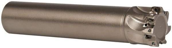 Seco - 1" Cut Diam, 0.197" Max Depth of Cut, 1" Shank Diam, 4.528" OAL, Indexable Square Shoulder End Mill - XO.X 0602 Inserts, Cylindrical Shank, 90° Lead Angle, Through Coolant, Series Nano Turbo - Benchmark Tooling