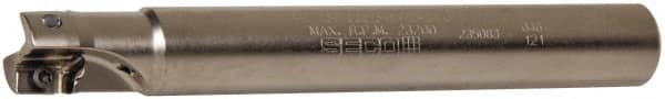 Seco - 3/4" Cut Diam, 0.433" Max Depth of Cut, 3/4" Shank Diam, 5.91" OAL, Indexable Square Shoulder End Mill - XO.X 1204.. Inserts, Cylindrical Shank, 90° Lead Angle, Through Coolant, Series Super Turbo - Benchmark Tooling
