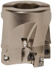 Seco - 4 Inserts, 1-1/2" Cut Diam, 3/4" Arbor Diam, 0.433" Max Depth of Cut, Indexable Square-Shoulder Face Mill - 0/90° Lead Angle, 1.57" High, XO.X 1204.. Insert Compatibility, Through Coolant, Series Super Turbo - Benchmark Tooling