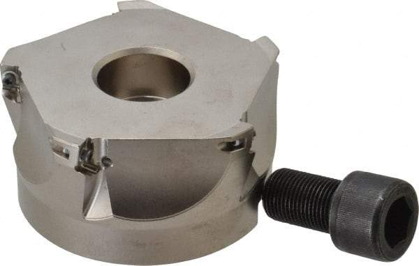 Seco - 5 Inserts, 4" Cut Diam, 1-1/2" Arbor Diam, 0.433" Max Depth of Cut, Indexable Square-Shoulder Face Mill - 0/90° Lead Angle, 2" High, XO.X 1204.. Insert Compatibility, Through Coolant, Series Super Turbo - Benchmark Tooling