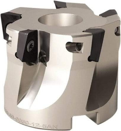 Seco - 5 Inserts, 50mm Cut Diam, 22mm Arbor Diam, 9mm Max Depth of Cut, Indexable Square-Shoulder Face Mill - 90° Lead Angle, 40mm High, XOMX 10T3 Insert Compatibility, Through Coolant, Series Turbo 10 - Benchmark Tooling