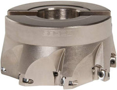 Seco - 8 Inserts, 4" Cut Diam, 1-1/2" Arbor Diam, 0.433" Max Depth of Cut, Indexable Square-Shoulder Face Mill - 0/90° Lead Angle, 2" High, XO.X 1204.. Insert Compatibility, Through Coolant, Series Super Turbo - Benchmark Tooling