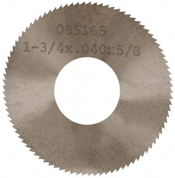 Made in USA - 1-3/4" Diam x 0.04" Blade Thickness x 5/8" Arbor Hole Diam, 90 Tooth Slitting and Slotting Saw - Arbor Connection, Solid Carbide, Concave Ground - Benchmark Tooling