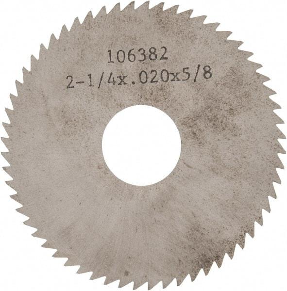 Made in USA - 2-1/4" Diam x 0.02" Blade Thickness x 5/8" Arbor Hole Diam, 60 Tooth Slitting and Slotting Saw - Arbor Connection, Solid Carbide, Concave Ground - Benchmark Tooling