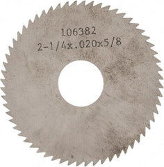 Made in USA - 2-1/4" Diam x 0.02" Blade Thickness x 5/8" Arbor Hole Diam, 60 Tooth Slitting and Slotting Saw - Arbor Connection, Solid Carbide, Concave Ground - Benchmark Tooling