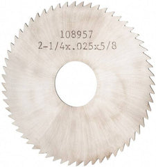 Made in USA - 2-1/4" Diam x 0.025" Blade Thickness x 5/8" Arbor Hole Diam, 60 Tooth Slitting and Slotting Saw - Arbor Connection, Solid Carbide, Concave Ground - Benchmark Tooling