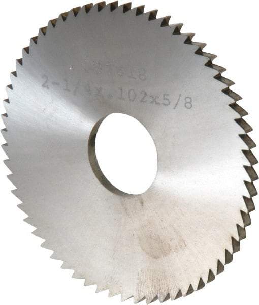 Made in USA - 2-1/4" Diam x 0.102" Blade Thickness x 5/8" Arbor Hole Diam, 60 Tooth Slitting and Slotting Saw - Arbor Connection, Solid Carbide, Concave Ground - Benchmark Tooling