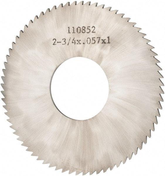 Made in USA - 2-3/4" Diam x 0.057" Blade Thickness x 1" Arbor Hole Diam, 72 Tooth Slitting and Slotting Saw - Arbor Connection, Solid Carbide, Concave Ground - Benchmark Tooling