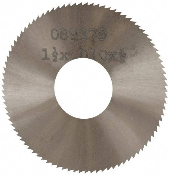 Made in USA - 1-1/2" Diam x 0.01" Blade Thickness, 1/2" Arbor Hole Diam, 130 Teeth, Solid Carbide, Jeweler's Saw - Uncoated - Benchmark Tooling