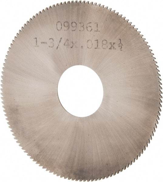 Made in USA - 1-3/4" Diam x 0.018" Blade Thickness, 1/2" Arbor Hole Diam, 130 Teeth, Solid Carbide, Jeweler's Saw - Uncoated - Benchmark Tooling