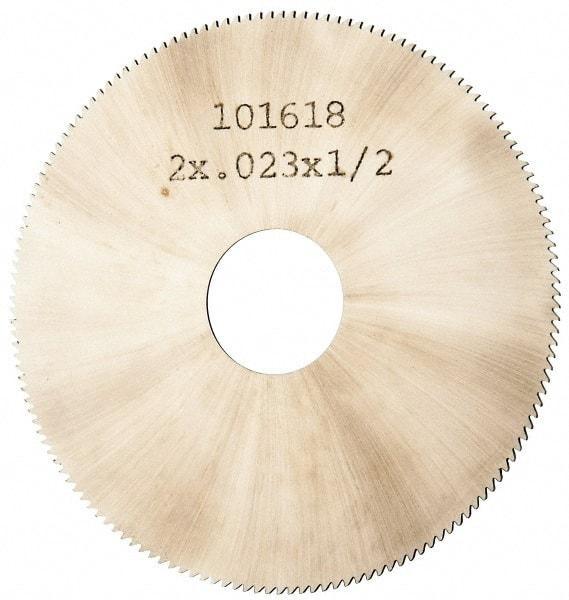 Made in USA - 2" Diam x 0.023" Blade Thickness, 1/2" Arbor Hole Diam, 152 Teeth, Solid Carbide Jeweler's Saw - Uncoated - Benchmark Tooling