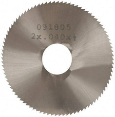 Made in USA - 2" Diam x 0.04" Blade Thickness, 1/2" Arbor Hole Diam, 110 Teeth, Solid Carbide Jeweler's Saw - Uncoated - Benchmark Tooling