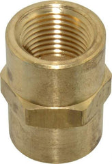 Parker - 1/2 Female Thread, Brass Industrial Pipe Coupling - FNPTF, 1,000 psi - Benchmark Tooling