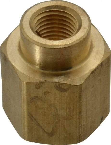 Parker - 1/2 x 1/4 Female Thread, Brass Industrial Pipe Coupling - FNPTF, 1,000 psi - Benchmark Tooling