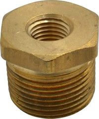 Parker - 3/4 Male Thread x 1/4 Female Thread, Brass Industrial Pipe Hex Bushing - MNPTF x FNPTF, 1,000 psi - Benchmark Tooling