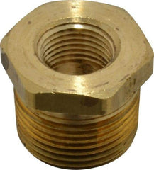 Parker - 3/4 Male Thread x 3/8 Female Thread, Brass Industrial Pipe Hex Bushing - MNPTF x FNPTF, 1,000 psi - Benchmark Tooling